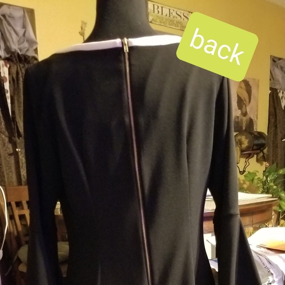 Black Dress trimmed in White - Picture 3 of 7